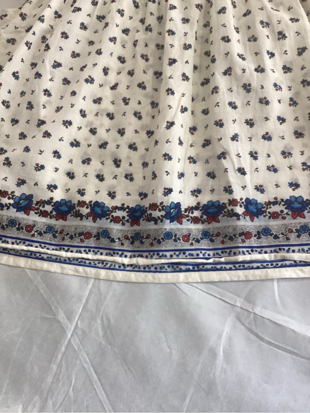 Point Sur Boho White Floral Peasant Blouse with Blue Border size large #17 - Picture 3 of 7